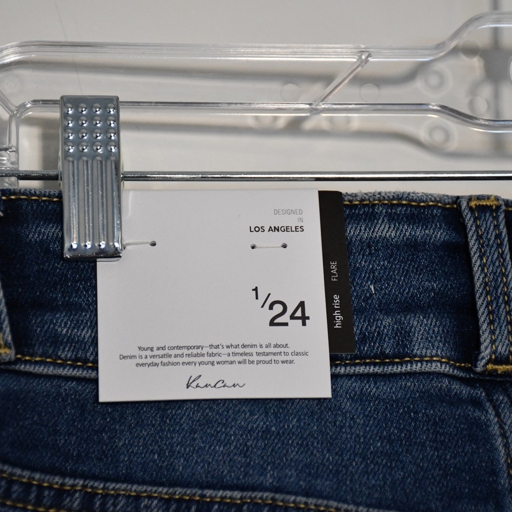 KanCan Distressed Dark Blue Flare Jeans - Picture 4 of 4